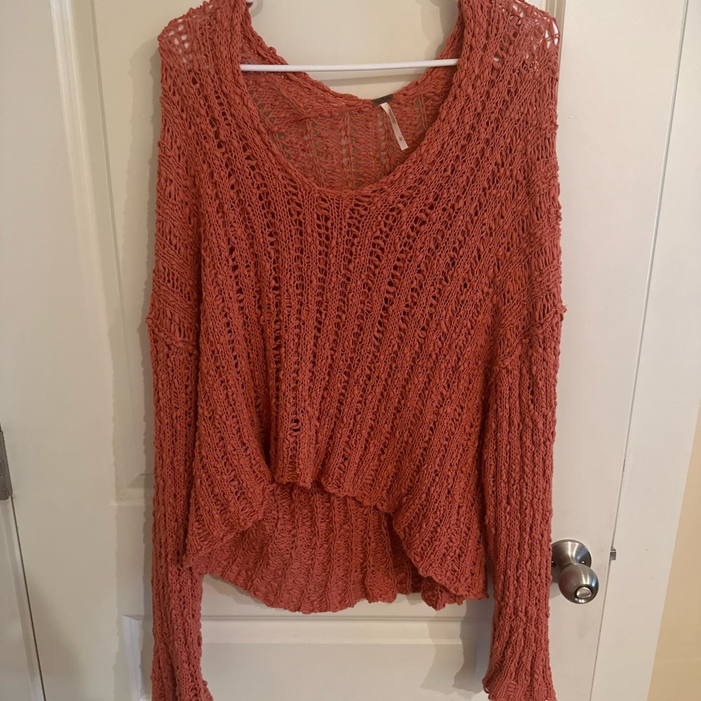 Free people sweater open knit v neck